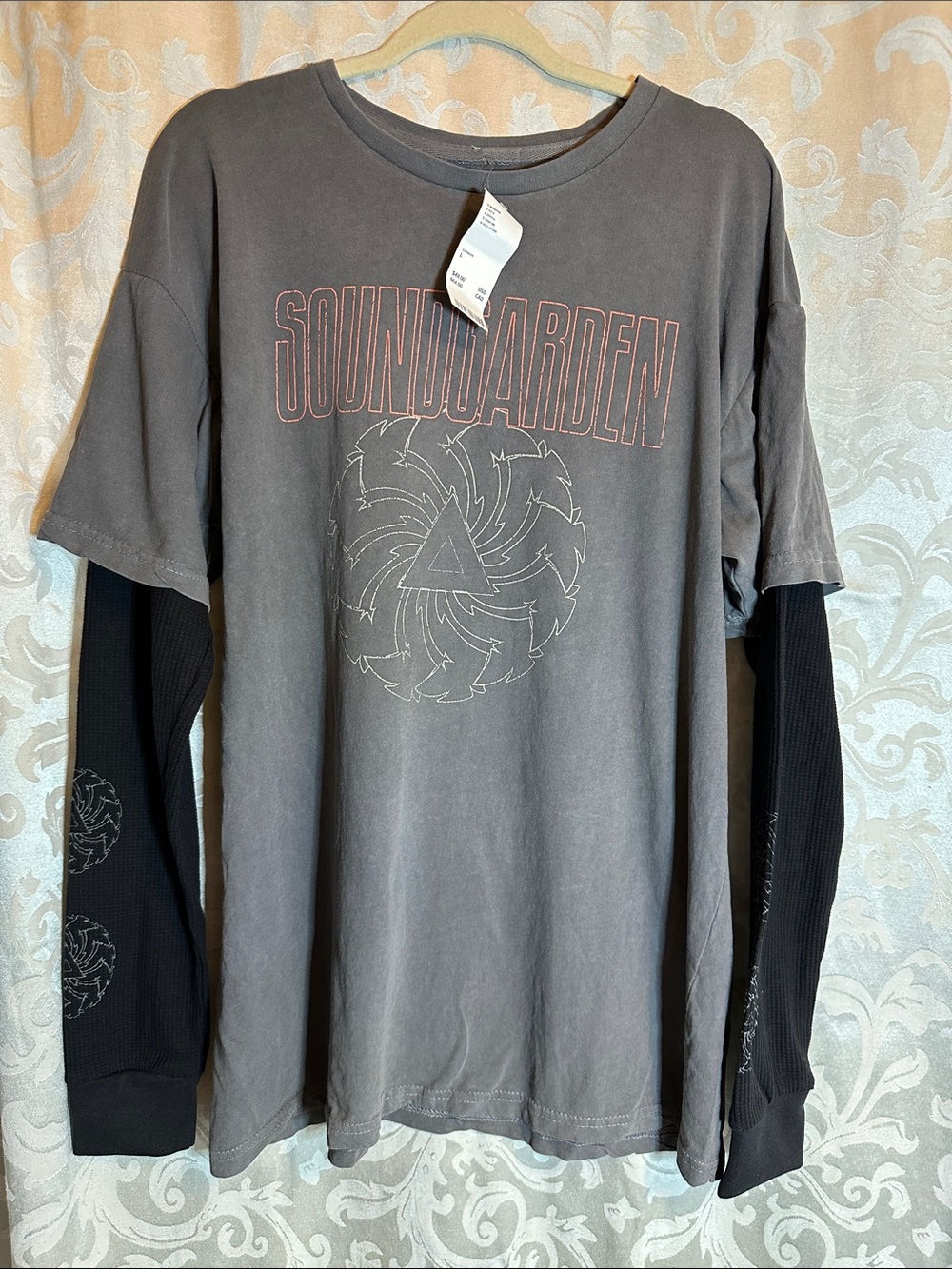 Urban Outfitters Soundgarden Layered Gray and Black Long Sleeve Tee